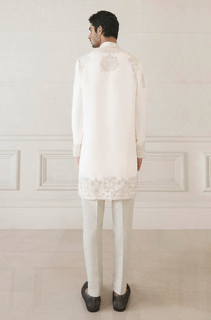 Cotton White Cord Crepe Kurta Set