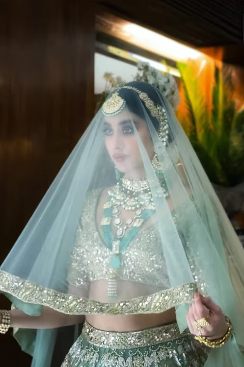 Janhvi Kapoor in our Ruhaaniyat Moss Green Lehenga Set