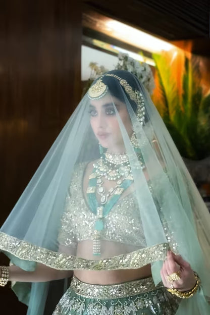Janhvi Kapoor in our Ruhaaniyat Moss Green Lehenga Set