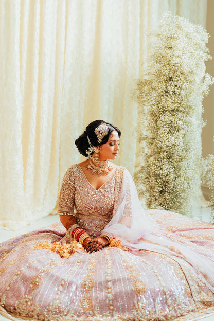Bride: Simran Swaich in Lilac Ruhaaniyat Lehenga Set