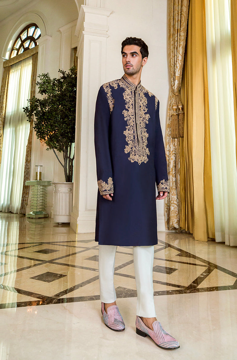 Prussian Blue Spunsilk Kurta Set