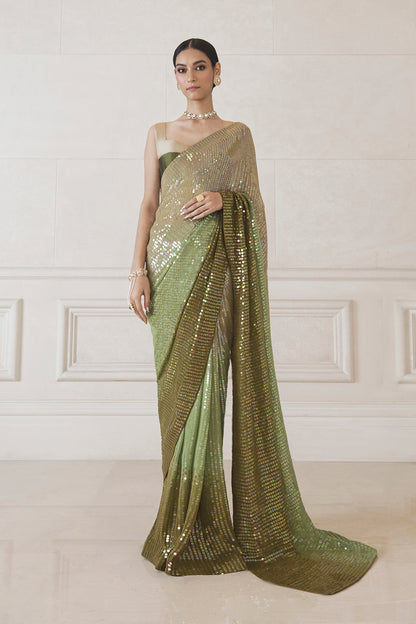 Henna Green Chiffon Shaded Saree Set