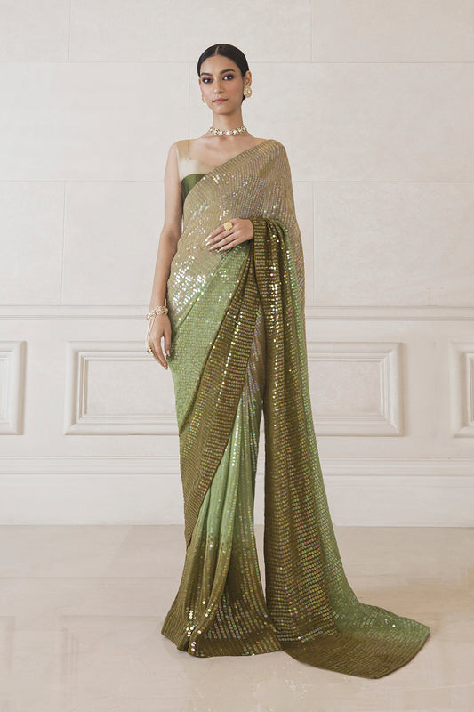 Henna Green Chiffon Shaded Saree Set