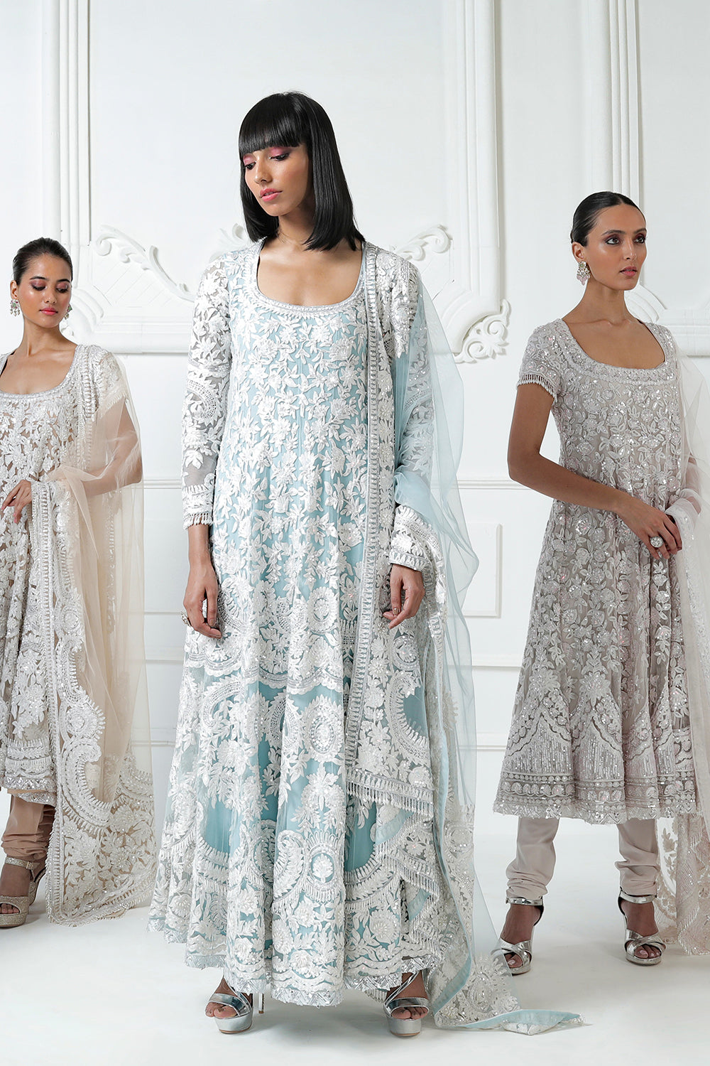 Cadet Blue Kashmiri Anarkali Set