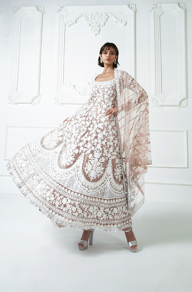 Beige Kashmiri Anarkali Kurta Set