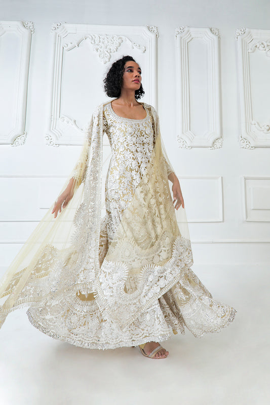 Lime Yellow Kashmiri Anarkali Set