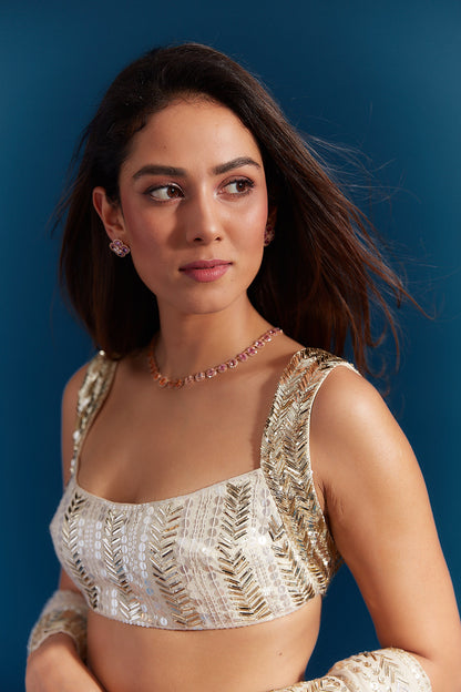 Mira Rajput in our Ivory Taban Lehenga Set