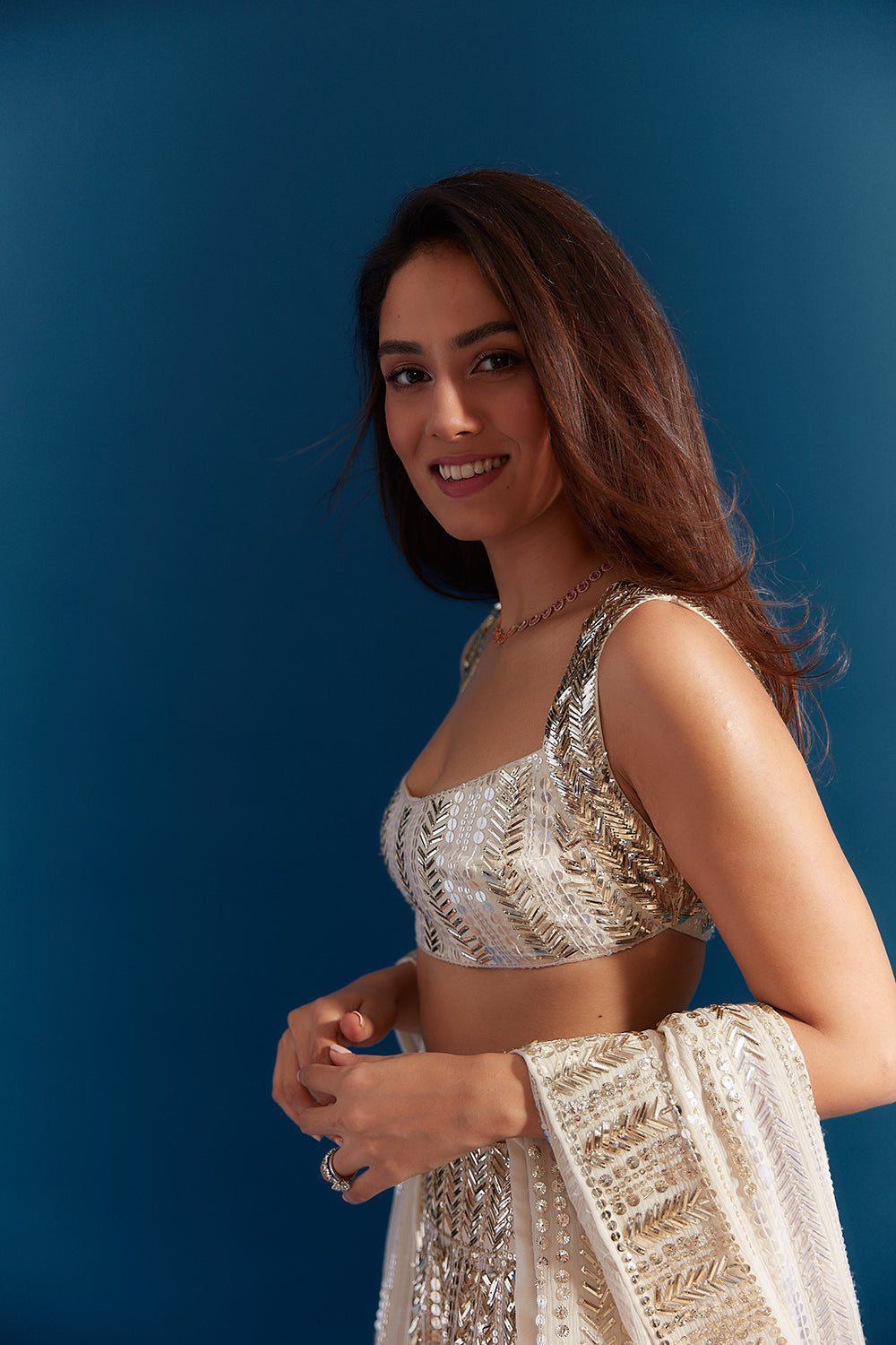 Mira Rajput in our Ivory Taban Lehenga Set