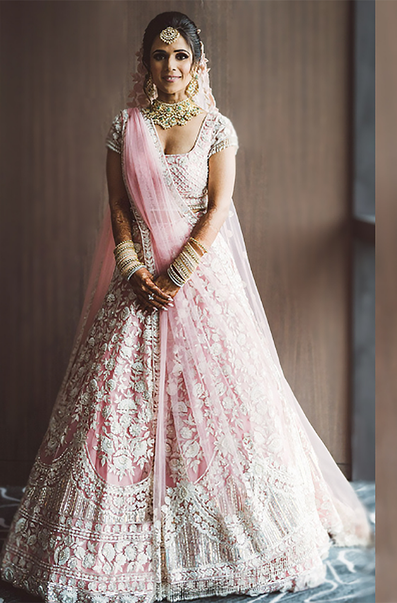 Bride: Drishti Amarnani in our Kashmiri Pink Lehenga Set