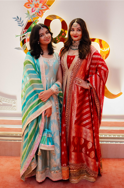 Aishwarya Rai Bachchan in our Red Brocade Kalidar Anarkali Set
