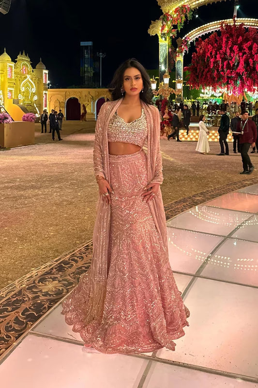 Nysa Devgan in our Baby Pink Embroidered Lehenga Set