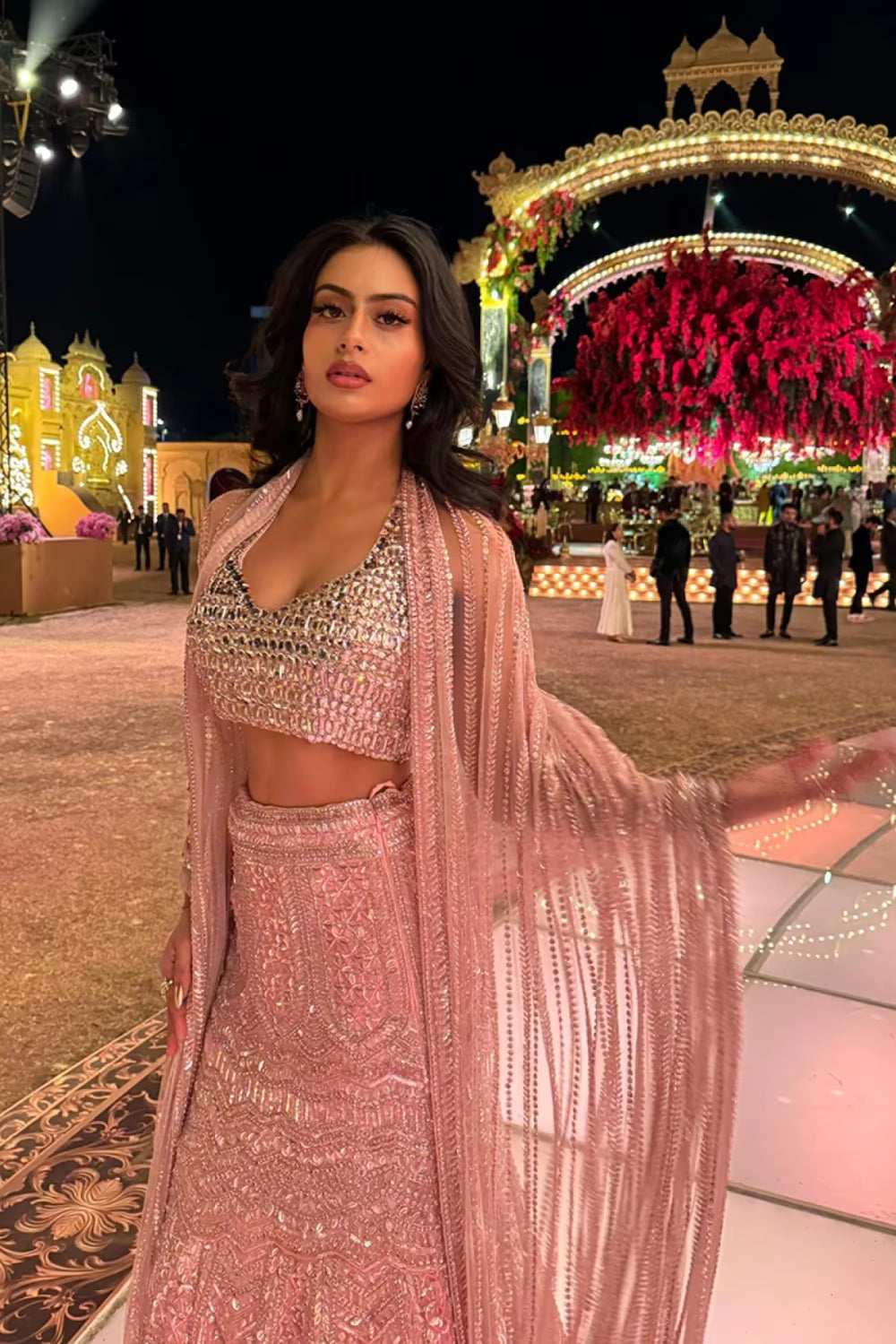 Nysa Devgan in our Baby Pink Embroidered Lehenga Set