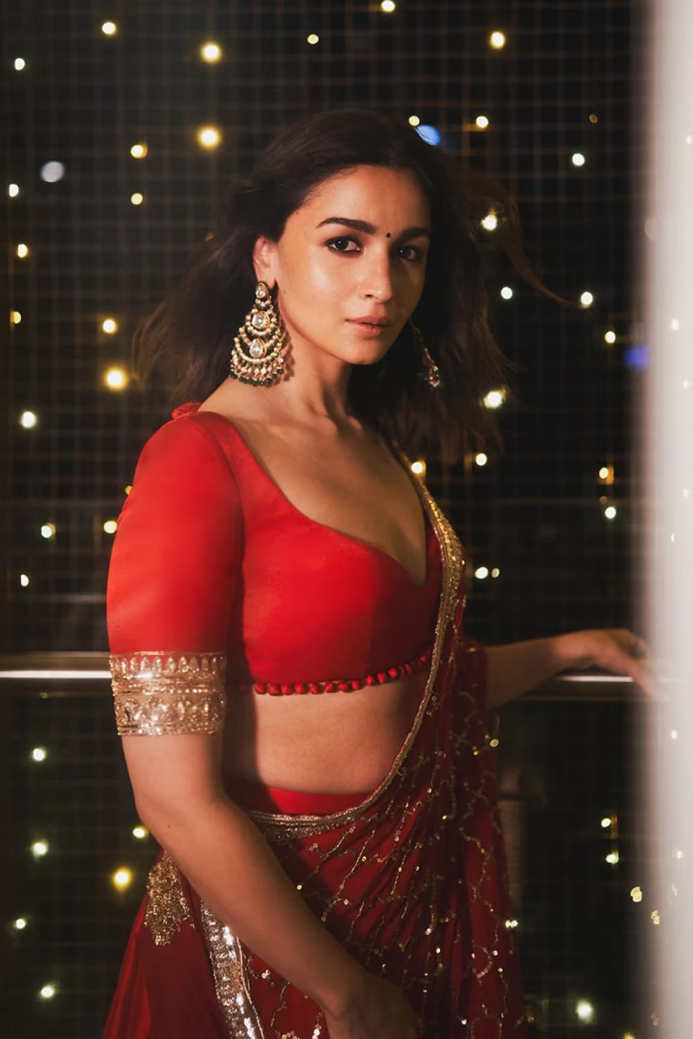 Alia Bhatt in Crimson Red Lehenga Set