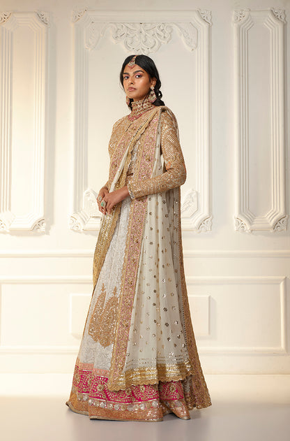 Ivory Chikankari With Long Paisley Embroidered Sharara Set
