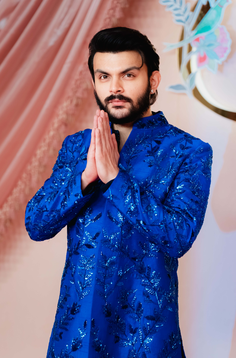 Veer Pahariya in our Electric Blue Embroidered Sherwani Set