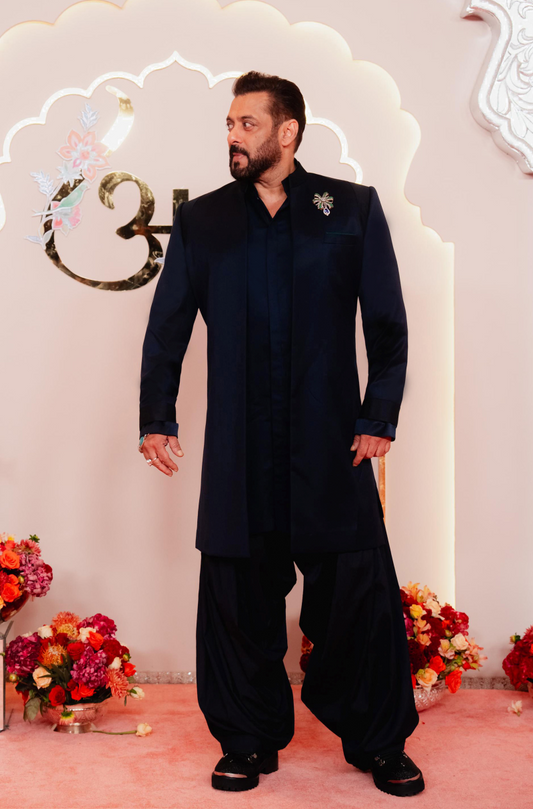 Salman Khan in our Navy Blue Open Sherwani Set