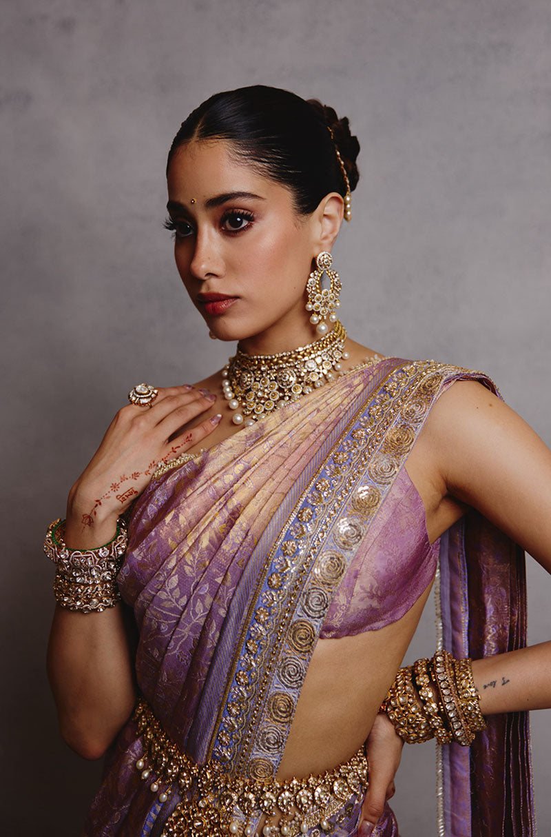 Janhvi Kapoor in our Stitched Kanchipuram Brocade Saree Set