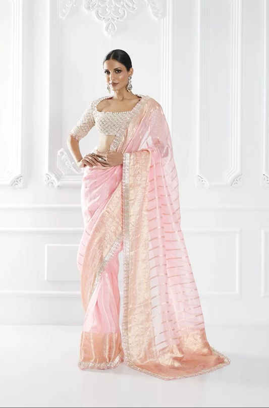 Pink Handloom Saree Set