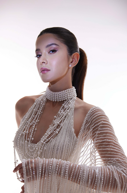 Shanaya Kapoor in our Ivory Pearl Embroidered Stitched Saree