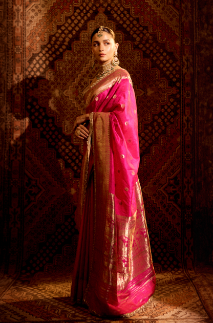 Alia Bhatt in our Pink Ashavali Saree Set