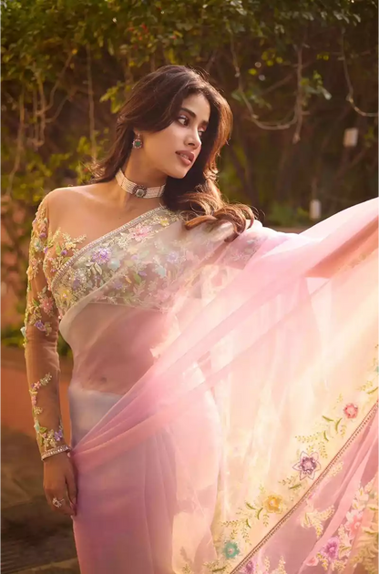 Janhvi Kapoor in our Blush Ombre Saree Set