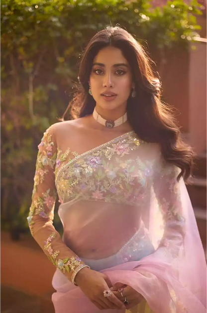 Janhvi Kapoor in our Blush Ombre Saree Set