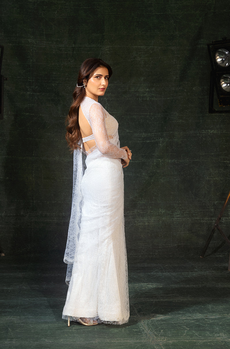 Fatima Sana Shaikh in our Off-White Lace Saree Set