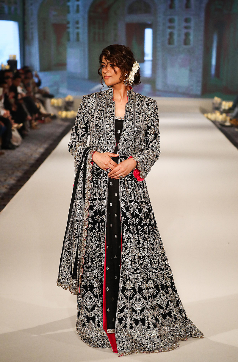 Tahira Kashyap in our Black Georgette Kalidaar Jacket Kurta Set