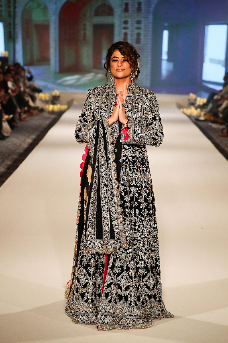 Tahira Kashyap in our Black Georgette Kalidaar Jacket Kurta Set