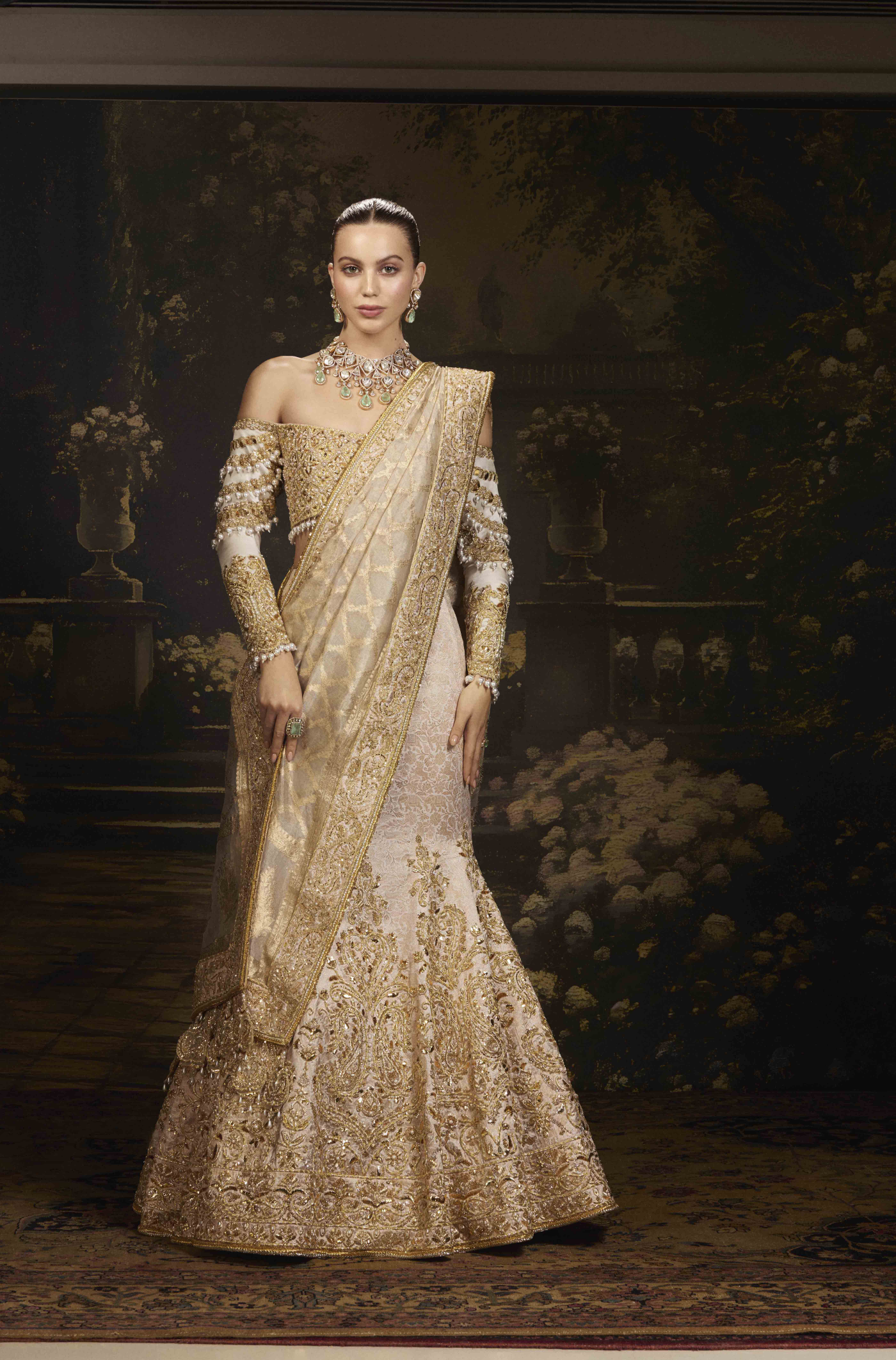 Gold Banarasi Brocade Lehenga Set
