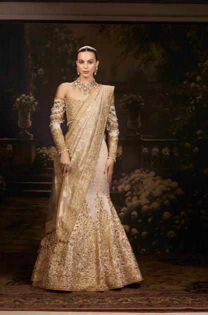 Gold Banarasi Brocade Lehenga Set
