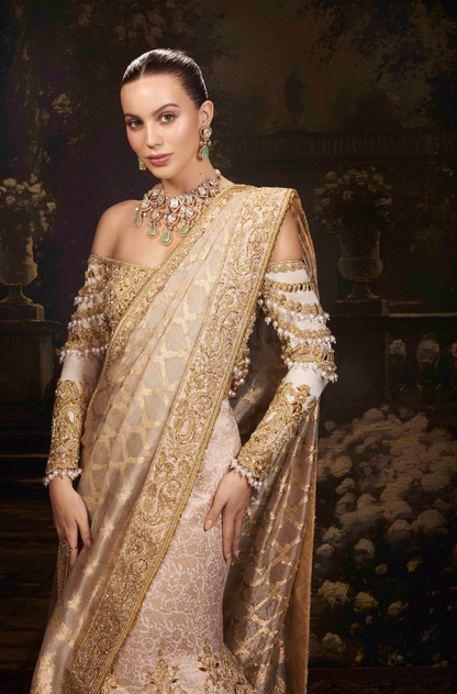 Gold Banarasi Brocade Lehenga Set