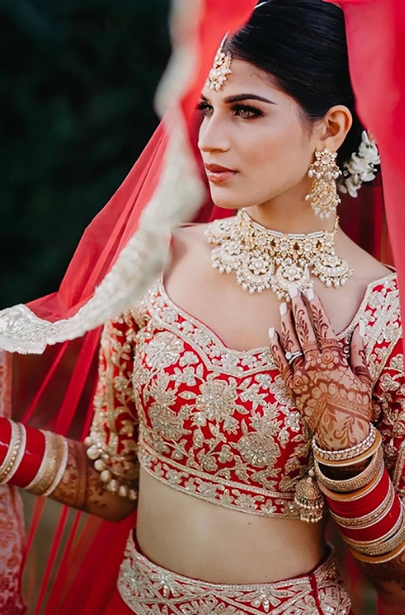 Bride: Tosha Batta in Red Embroidered Lehenga Set