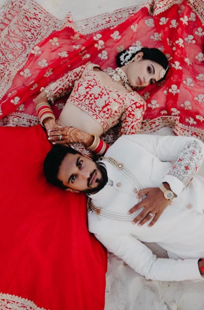 Bride: Tosha Batta in Red Embroidered Lehenga Set