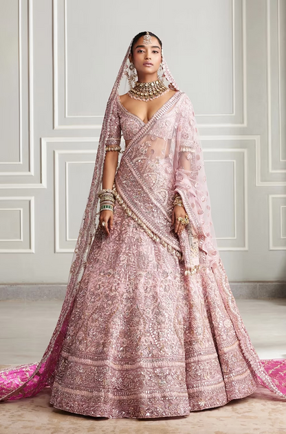 Pink Tulle Embroidered Lehenga Set
