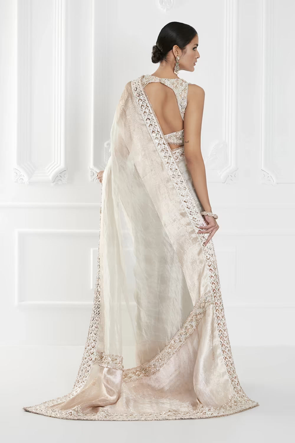 Gold-Silver Tissue Saree Set