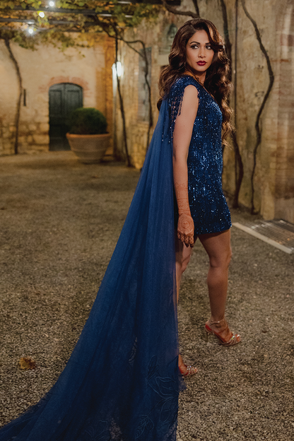 Bride: Lavanya Tripathi in our Blue Embellished Dress With Drape