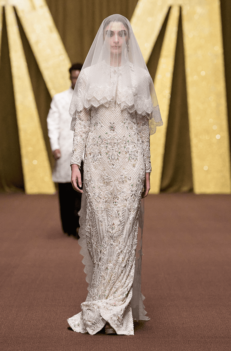 Ivory Tulle Embroidered Gown