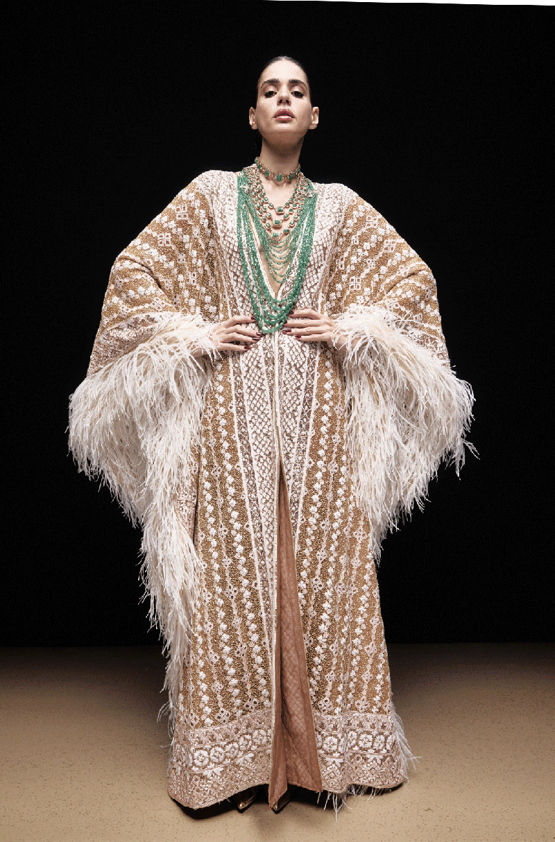 Gold With Ivory Mijwan Kaftan