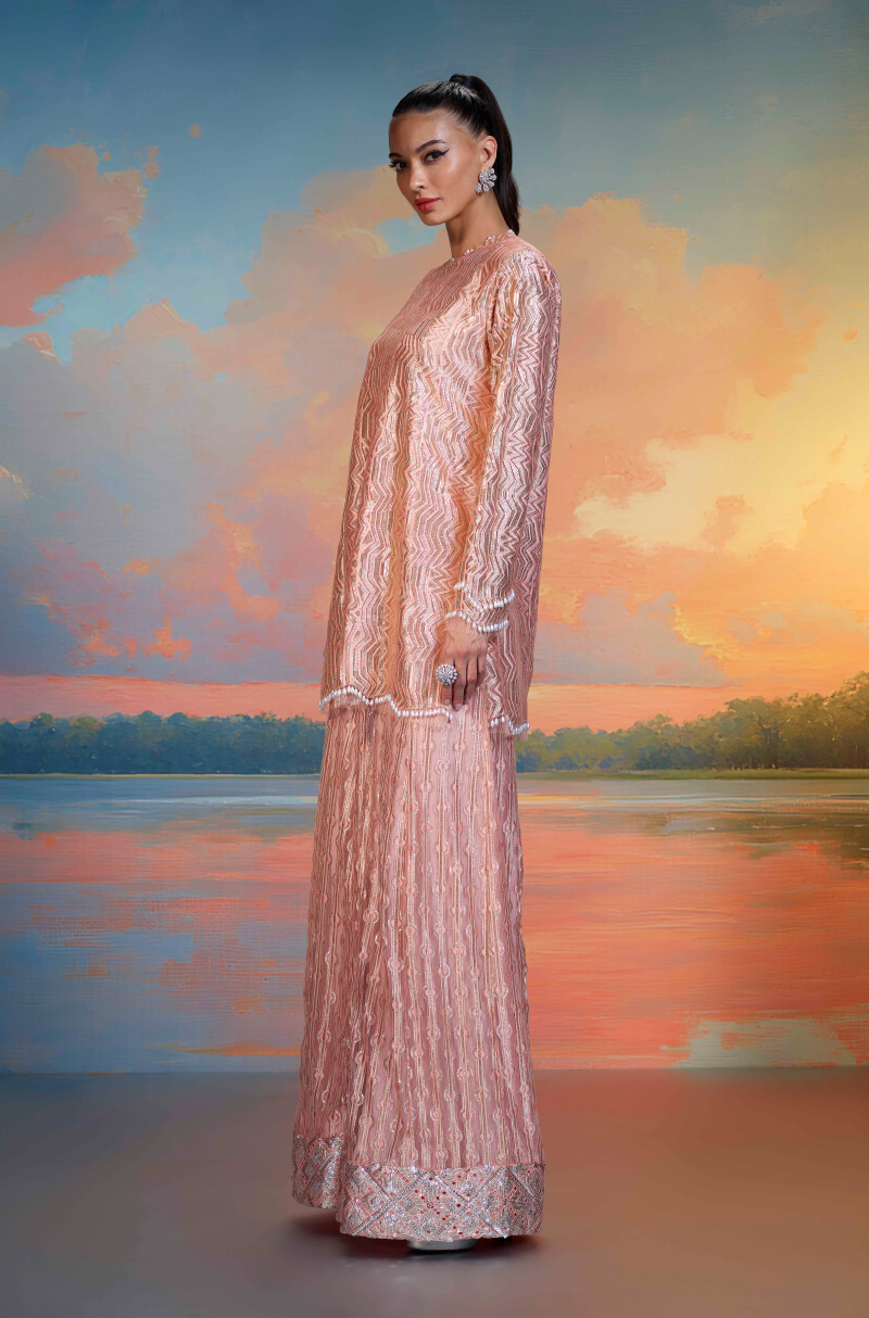 Peach & Gold Lace Co-ord Set