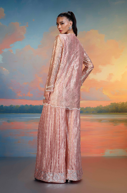 Peach & Gold Lace Co-ord Set