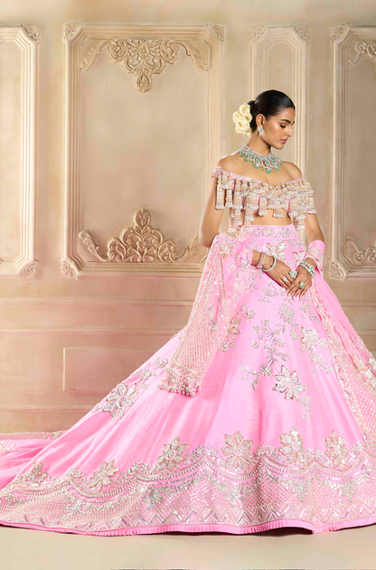 Rose Quartz Embroidered Lehenga Set