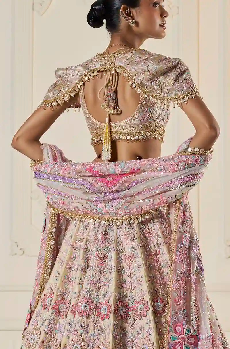 Badami With Multicoloured 3D Flowers Lehenga Set