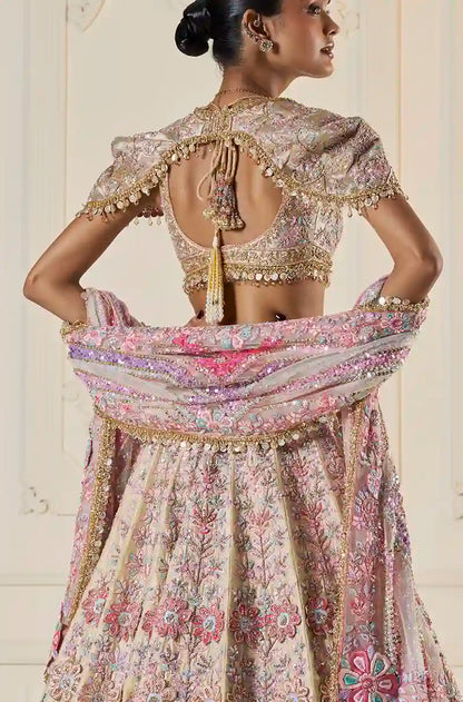 Badami With Multicoloured 3D Flowers Lehenga Set