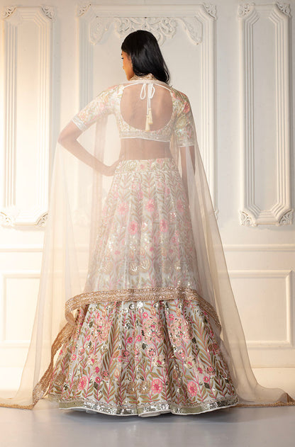 Multicolor Floral Embroidered Georgette Lehenga Set