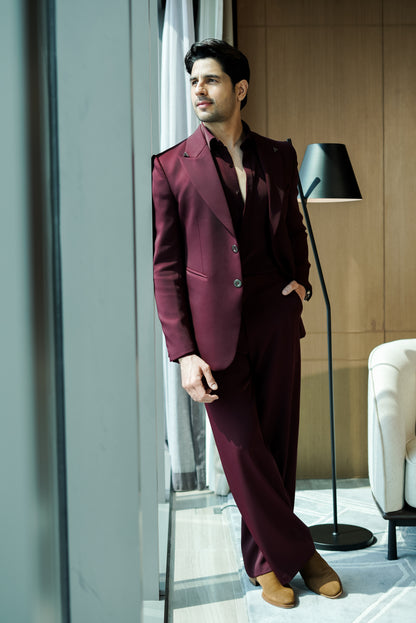 Sidharth Malhotra in our Marlowe Red Smart Cut Suit