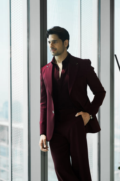 Sidharth Malhotra in our Marlowe Red Smart Cut Suit