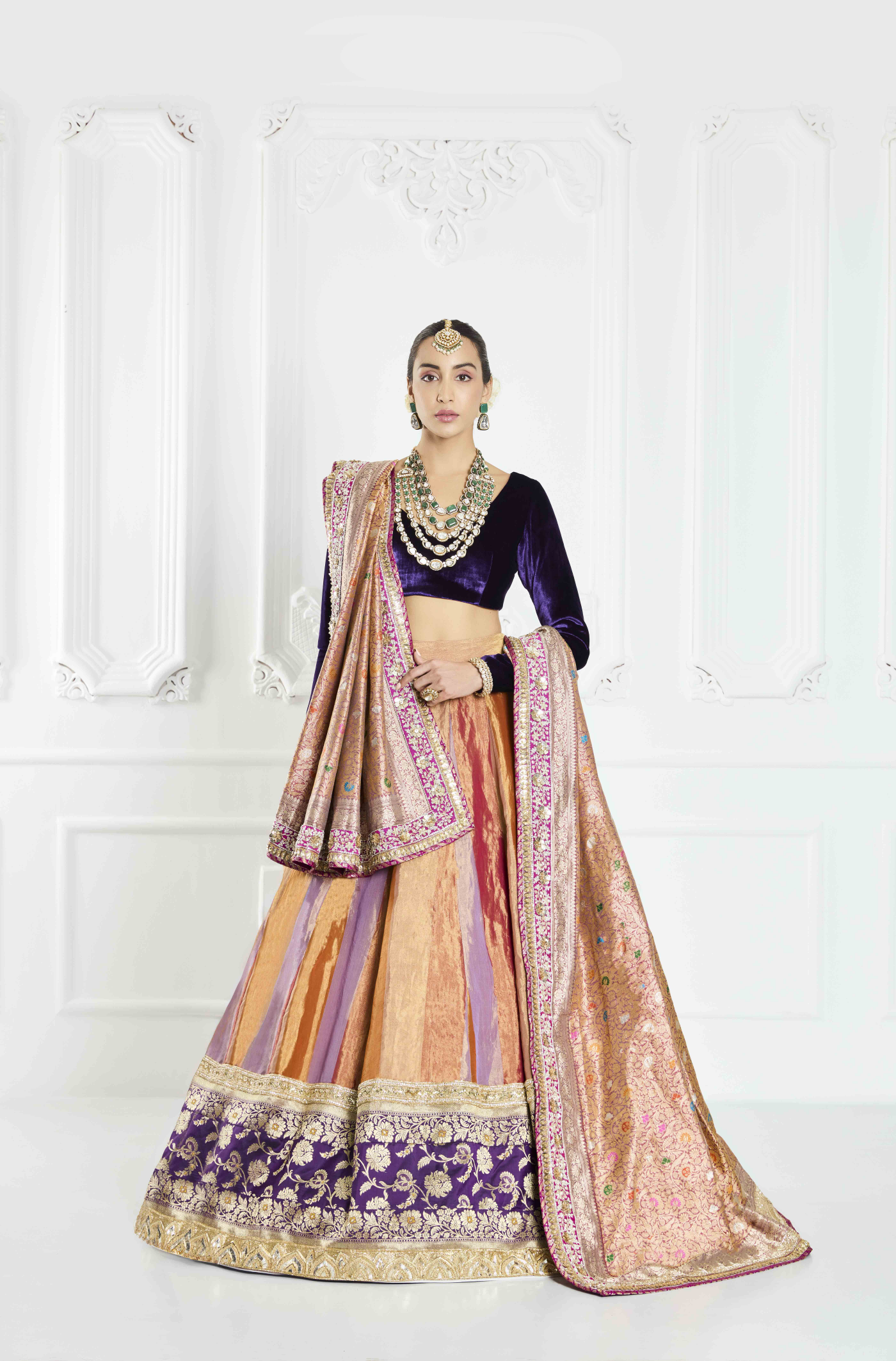 Multicolored Brocade Lehenga Set