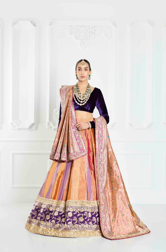 Multicolored Brocade Lehenga Set