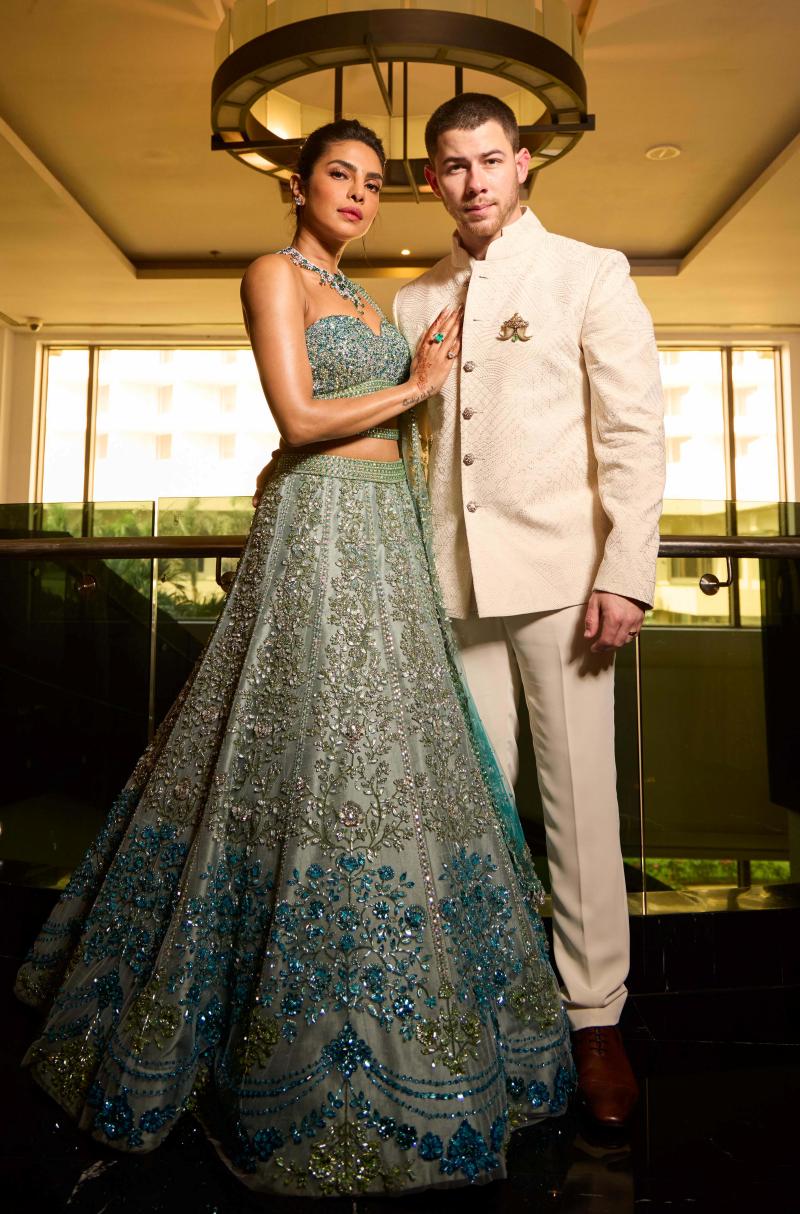Priyanka Chopra in our Ice Aqua Lehenga Set